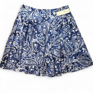 Ralph Lauren Blue & White Paisley Skater Skirt